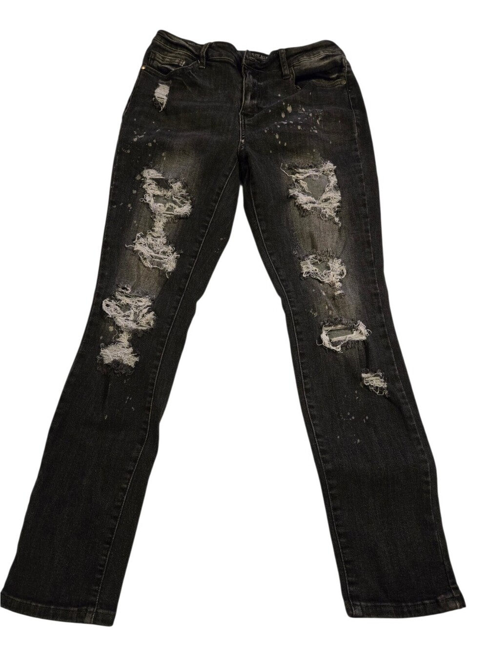 Judy Blue Jeans Women's Size 9/29 Boyfriend Distressed Bleach Splash Gray Jeans